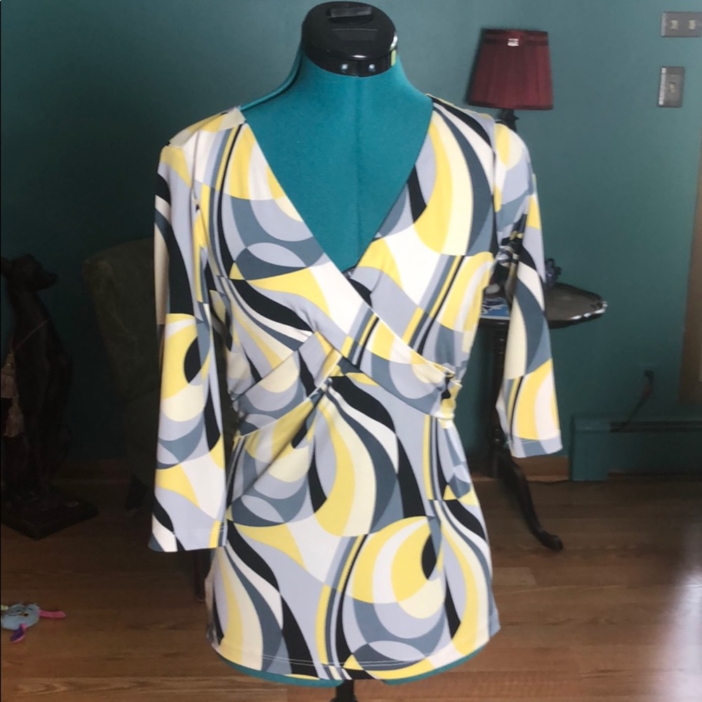 Yellow, Grey and Black Wrap Shirt